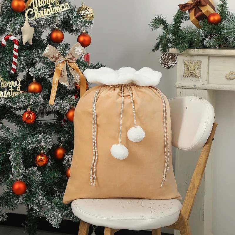 Santa Sacks - Personalised Velvet Pom Pom Sacks - Little Babybox