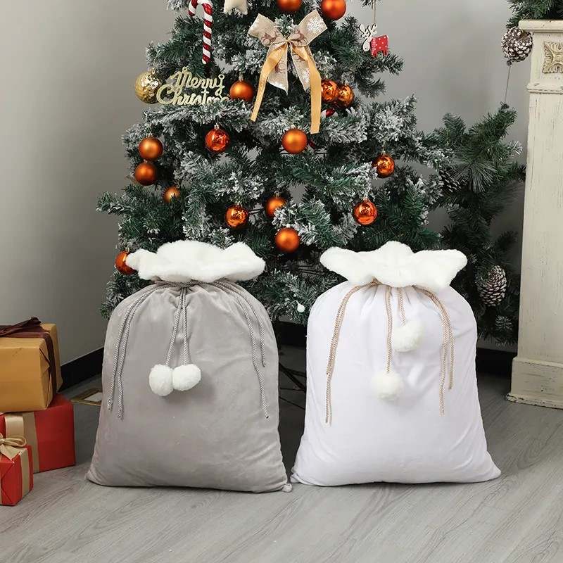 Santa Sacks - Personalised Velvet Pom Pom Sacks - Little Babybox