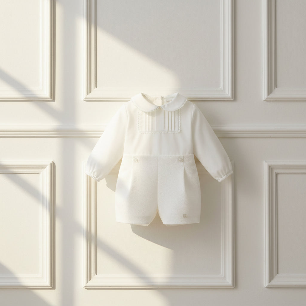 Noah Spanish Style Two-Piece Set - Ivory Shirt & Shorts - Little Babybox