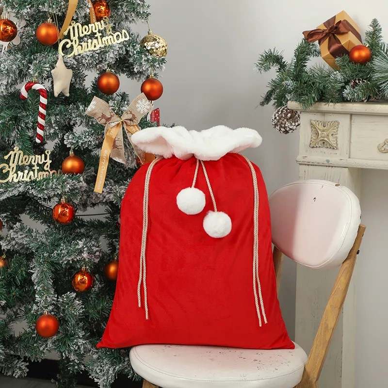 Santa Sacks - Personalised Velvet Pom Pom Sacks - Little Babybox