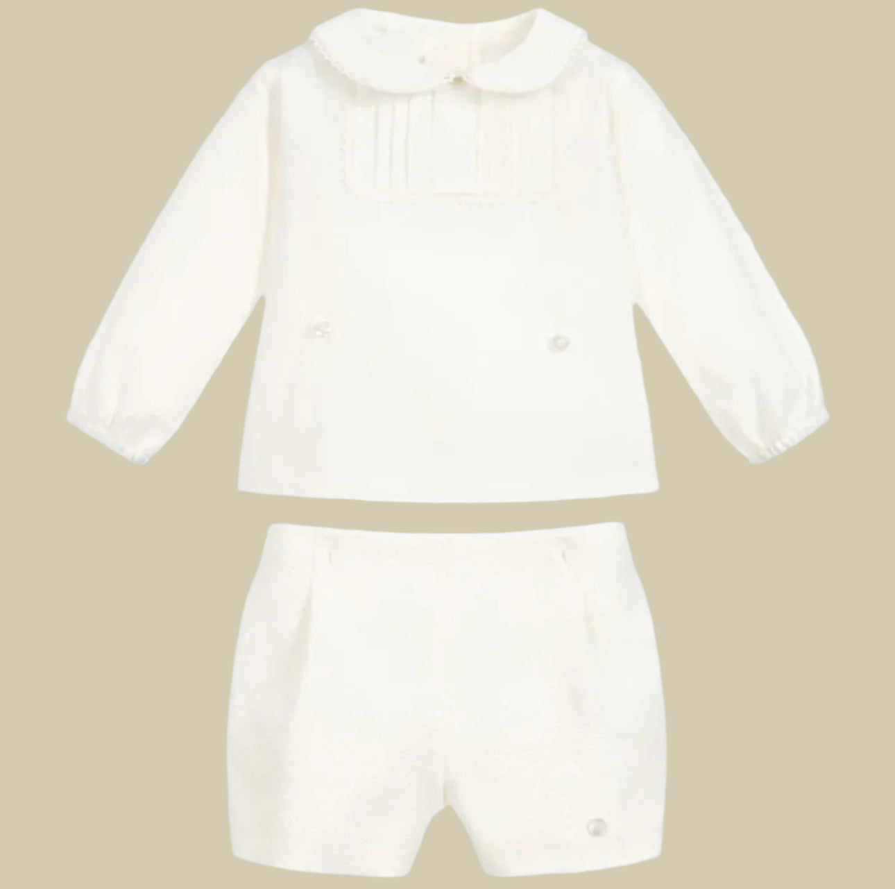 Noah Spanish Style Two-Piece Set - Ivory Shirt & Shorts - Little Babybox