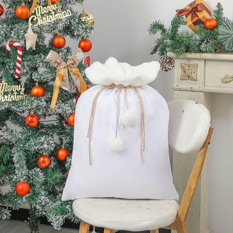Santa Sacks - Personalised Velvet Pom Pom Sacks - Little Babybox