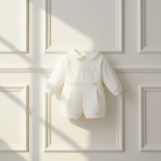 Noah Spanish Style Two-Piece Set - Ivory Shirt & Shorts - Little Babybox