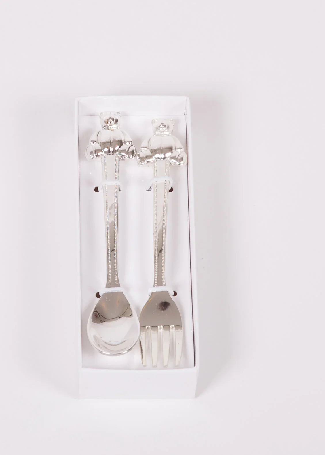 Silver Plated Teddy Bear Cutlery Set - Keepsake Gift - Little Babybox